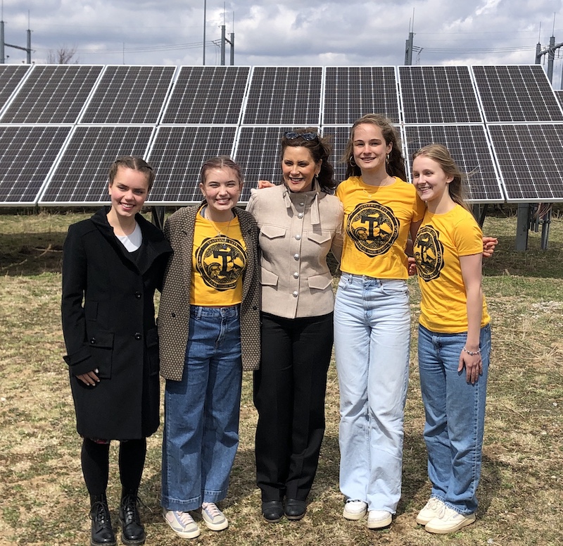 Governor Whitmer with students from Traverse City Central's Students for Environmental Advocacy Club
